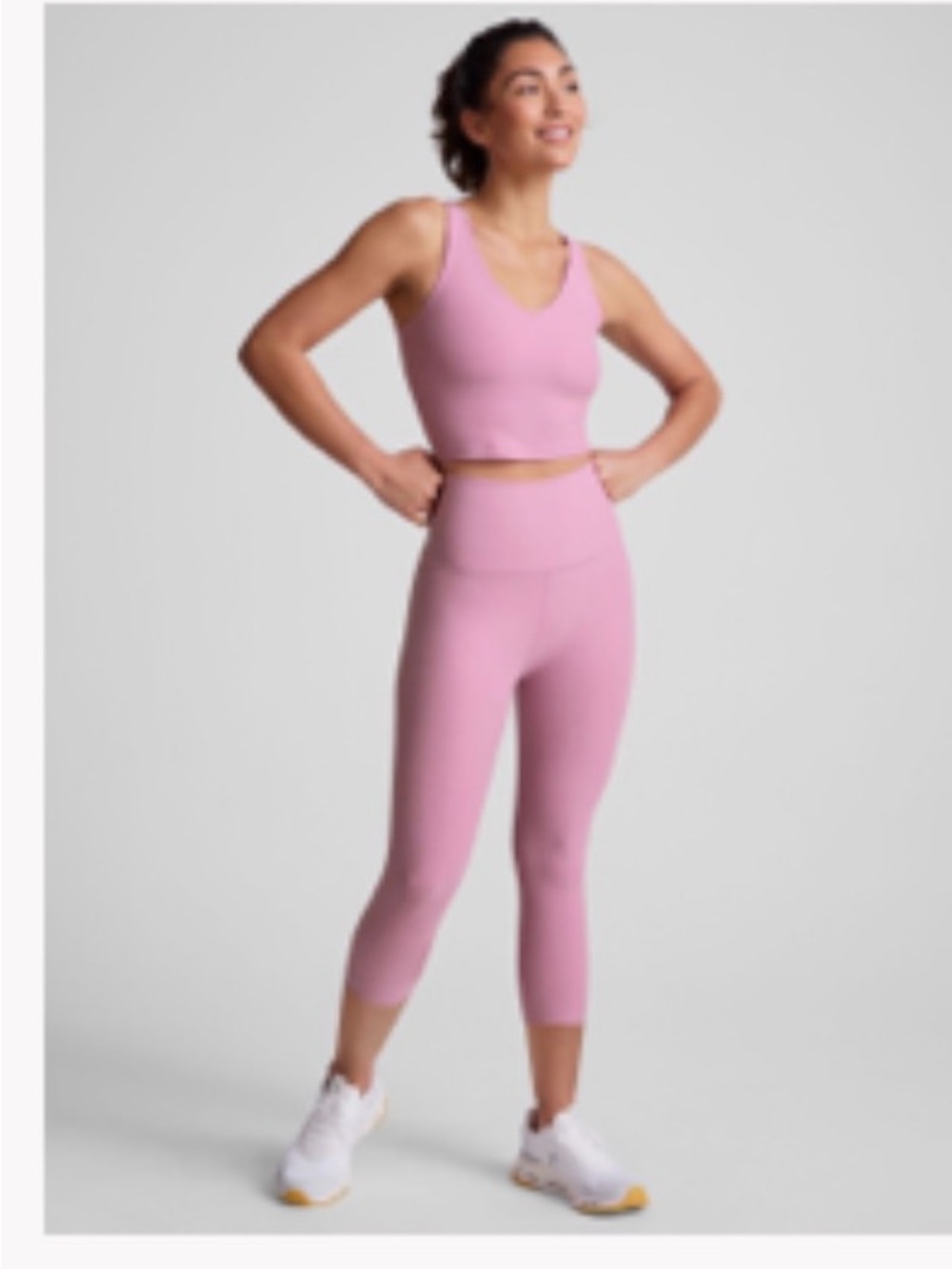 Spacedye Walk And Talk High Waisted Capri Legging - Pink Haze Heather / L